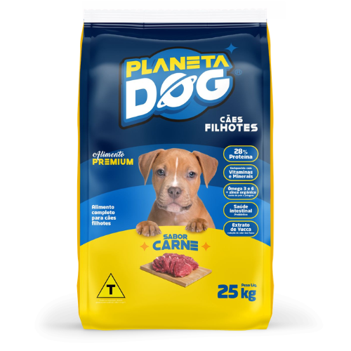 Ração Planeta Dog Premium Cães Filhotes Sabor Carne - 15 KG