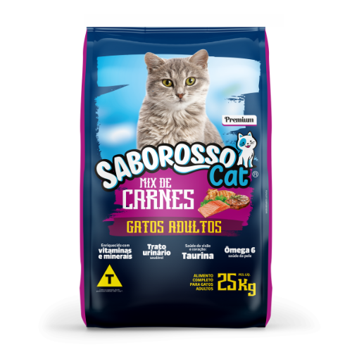 Saborosso Cat Premium Gatos Adultos Mix de Carnes - 25 KG