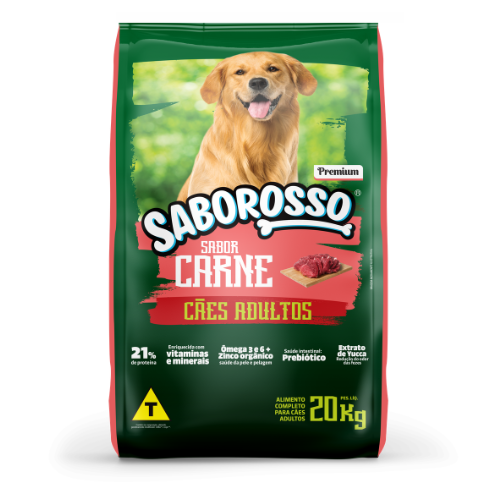 Ração Saborosso Premium Cães Adultos Sabor Carne - 20 KG