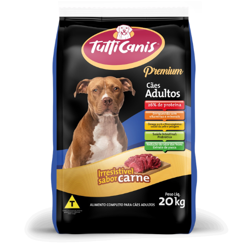 Ração TuttiCanis Premium Cães Adultos - Carne 20 kg