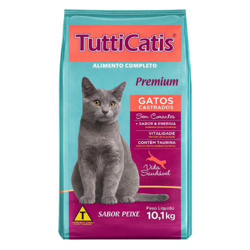 Ração TuttiCatis Premium | Gatos Castrados  Sabor Peixe - 10,1 KG