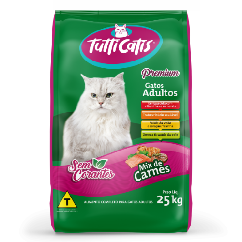 Ração TuttiCatis Premium | Gatos Adultos Sem Corantes Mix de Carnes - 10,1 KG